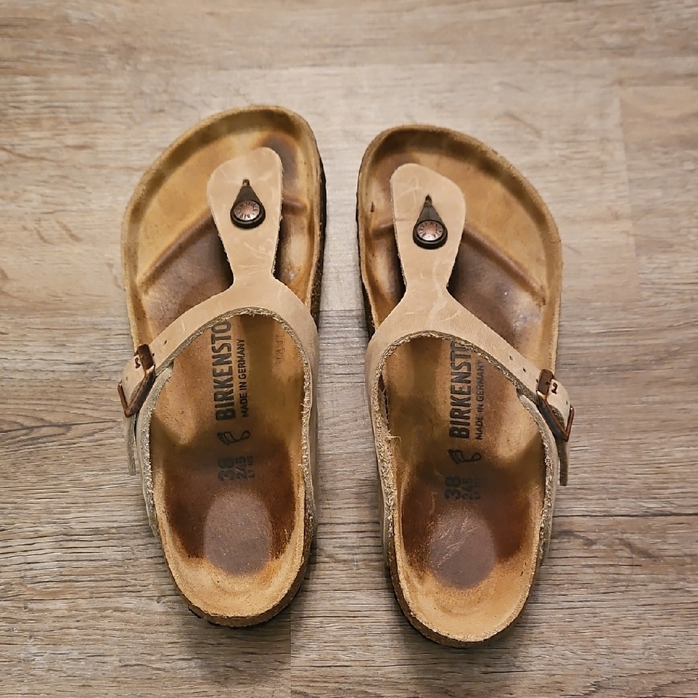 Birkenstock Tan Leather Thong Sandals